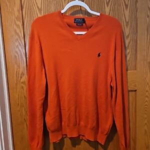 Polo by Ralph Lauren Men's Orange V Neck Sweater